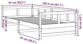 Καναπές Κρεβάτι Χωρίς Στρώμα Λευκό 90x200 εκ. Μασίφ Ξύλο Πεύκου - Λευκό