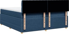 vidaXL Κρεβάτι Boxspring με Στρώμα Μπλε 200x200 εκ. Υφασμάτινο