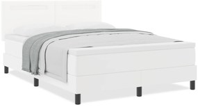 vidaXL Κρεβάτι Box Spring με στρώμα σε λευκό χρώμα, διαστάσεων 160 x 200 εκ, φτιαγμένο από τεχνητό δέρμα.