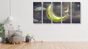 Εικόνα 5 μερών κορίτσι στο φεγγάρι - 200x100