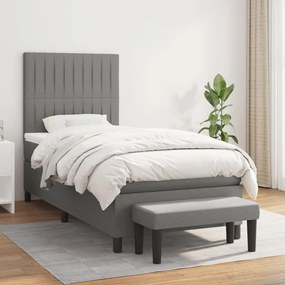 vidaXL Κρεβάτι Boxspring με Στρώμα Σκούρο Γκρι 100x200 εκ. Υφασμάτινο