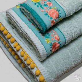 Πετσέτα Χεριών (30x50) White Fabric Sabinne Green 600gsm