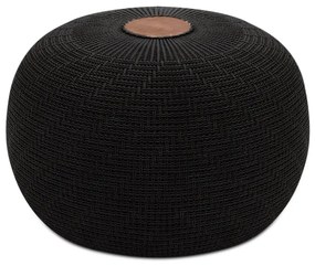 Σκαμπό - Πουφ Knit Megapap πλεκτό χρώμα μαύρο Φ47x35εκ.