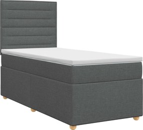 vidaXL Κρεβάτι box spring με στρώμα Σκούρο Γκρι 80 x 200 cm Ύφασμα