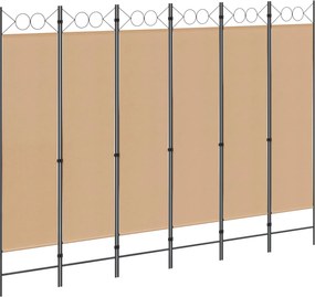vidaXL Διαχωριστικό Δωματίου 6-Πάνελ Μπεζ 240 x 180 cm Ύφασμα