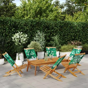 vidaXL Καρέκλες Κήπου Πτυσσόμενες 6 Τεμ. Πράσινο Ύφασμα/Μασίφ Ξύλο