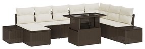 vidaXL Σετ Καναπέ Κήπου με αποθήκευση 9 pcs Καφέ Πολυ ράταν