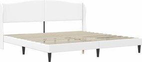 vidaXL Σκελετός Κρεβατιού με κεφαλάρι Λευκό 200 x 200 cm Τεχνητό Δέρμα