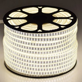 GloboStar® 70511 Wide Ταινία Διπλής Σειράς Epistar LED SMD 2835 1m 24W/m 180LED/m 3288lm/m 120° DC 230V Αδιάβροχη IP68 Φυσικό Λευκό 4500K Dimmable