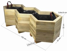 Tesias Ζαρντινιέρα τριπλή εξάγωνη 102x42-Tesias  TES-136