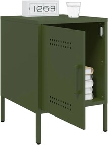 vidaXL Κομοδίνο Πράσινο Λαδί 36x39x50,5 εκ. από Χάλυβα