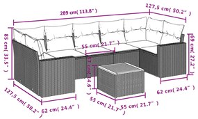 vidaXL Σαλόνι Κήπου Σετ 8 τεμ. Μπεζ Συνθετικό Ρατάν με Μαξιλάρια