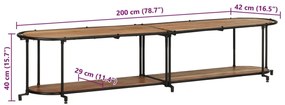 Έπιπλο Τηλεόρασης 200x42x40 εκ. από Μασίφ Ξύλο Ακακίας - Καφέ