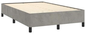 vidaXL Κρεβάτι Boxspring με Στρώμα Ανοιχτό Γκρι 120x190 εκ. Βελούδινο