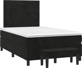 vidaXL Κρεβάτι Boxspring με Στρώμα Μαύρο 120 x 200 εκ. Βελούδινο