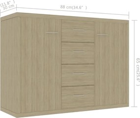 vidaXL Μπουφές Sonoma Δρυς 88 x 30 x 65 εκ. από Επεξ. Ξύλο