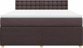 vidaXL Κρεβάτι Boxspring με Στρώμα Σκούρο Καφέ 180x200 εκ Υφασμάτινο