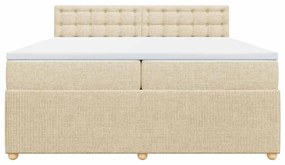 vidaXL Κρεβάτι Boxspring με Στρώμα Κρεμ 200x200 εκ. Υφασμάτινο