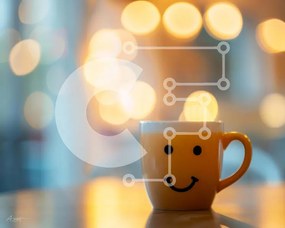 Σετ των 2 Intra Συλλεκτικό Ξύλινο Παζλ Plywood 4mm - Κίτρινο φλιτζάνι καφέ Smiley Face στο τραπέζι Σε Ξύλινο Κουτί - Διαστάσεις: 10x10 cm – 25 κομμάτια