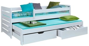 Κρεβάτι Henderson 128, 205x97x77cm, 64 kg, Άσπρο, Ξύλο, Τάβλες για Κρεβάτι, Αποθηκευτικός χώρος, 90x190, 90x200, Μονόκλινο με έξτρα κρεβάτι