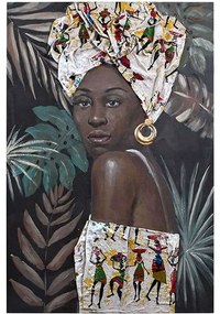 Πίνακας Καμβάς African Lady 374-224-221 60x3x90cm Multi Κάθετοι Καμβάς