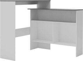 vidaXL Τραπέζι Μπαρ με 2 Επιφάνειες Λευκό / Γκρι 130 x 40 x 120 εκ.