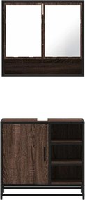 vidaXL Σετ Επίπλων Μπάνιου 2 Τεμαχίων Καφέ Δρυς από Τεχν. Ξύλο