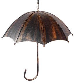 GloboStar UMBRELLA 01406 Vintage Industrial Κρεμαστό Φωτιστικό Οροφής Πολύφωτο 5 x E27 Μαύρο Καφέ Σκουριά Μεταλλικό Φ58 x Υ60cm