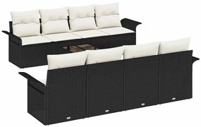 vidaXL Σετ Καναπέ Κήπου με μαξιλάρι 9 pcs Μαύρο, Κρέμα 55 x 55 x 37 εκ
