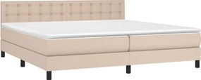 vidaXL Κρεβάτι Boxspring με Στρώμα Καπουτσίνο 200x200εκ.από Συνθ.Δέρμα