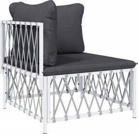 vidaXL Σαλόνι Κήπου Σετ 5 τεμ. Λευκό από Ατσάλι με Μαξιλάρια