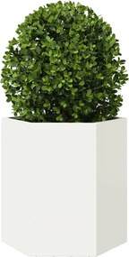 vidaXL Ζαρντινιέρα Κήπου Εξάγωνη Λευκή 46x40x45 εκ. Ατσάλι