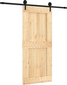 vidaXL Συρόμενη Πόρτα Φυσικό και Μαύρο 90 x 210 cm