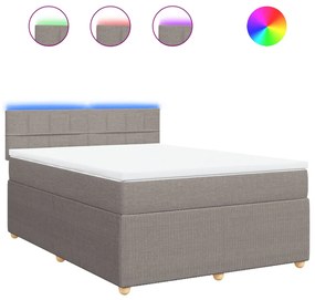 Κρεβάτι Boxspring με Στρώμα Taupe 140x200 εκ. Υφασμάτινο - Μπεζ-Γκρι