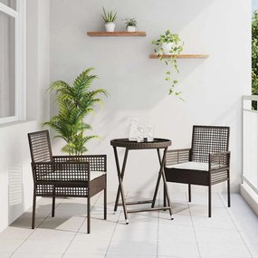 vidaXL Σετ Μπιστρό Κήπου 3 pcs Καφέ Πολυ ράταν