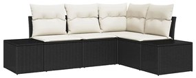 vidaXL Σετ Καναπέ Κήπου 4 pcs Μαύρο Πολυ ράταν