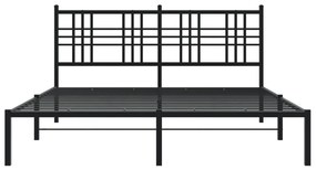 Πλαίσιο Κρεβατιού με Κεφαλάρι Μαύρο 150 x 200 εκ. Μεταλλικό - Μαύρο