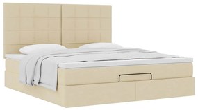 vidaXL Οθωμανικό Κρεβάτι με Στρώμα Κρέμα 160x200cm Ύφασμα
