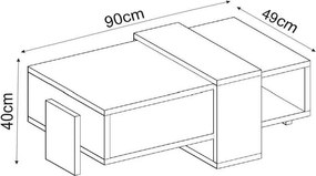 Τραπεζάκι Σαλονιού Λευκό / Sapphire Δρυς FRUAR 90x49x40