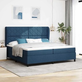 vidaXL Κρεβάτι με ελατήρια με στρώμα Μπλε 200 x 200 cm ύφασμα