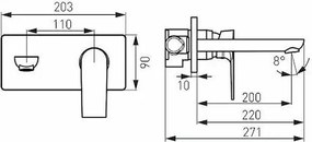 Ferro Algeo Square BAQ3PA22 – Εντοιχιζόμενη μπαταρία νιπτήρα