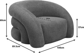 Πολυθρόνα Lexy γκρι ύφασμα 99x88x62εκ 100x89.5x60 εκ.