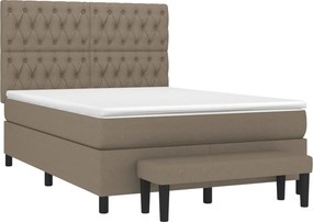 vidaXL Κρεβάτι Boxspring με Στρώμα Taupe 140x200 εκ. Υφασμάτινο