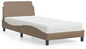 vidaXL Κρεβάτι με Στρώμα Καπουτσίνο 90x200 εκ. από Συνθετικό Δέρμα
