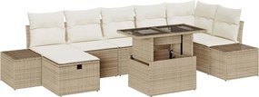 vidaXL Σετ Καναπέ Κήπου 8 pcs Μπεζ συνθετικό ρατάν