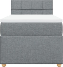 vidaXL Κρεβάτι Boxspring με Στρώμα Ανοιχτό Γκρι 90x190 εκ. Υφασμάτινο