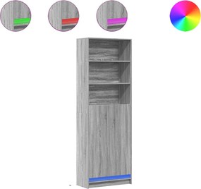 vidaXL Ντουλάπι με LED Γκρι 69x32,5x200 εκ. από Επεξεργασμένο Ξύλο