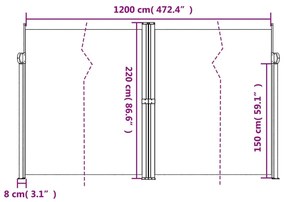 Σκίαστρο Πλαϊνό Συρόμενο Μπεζ 120 x 1000 εκ. - Μπεζ