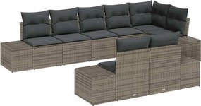 vidaXL Σετ Καναπέ Κήπου με αποθήκευση 8 pcs Γκρι Πολυ ράταν