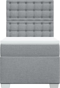 vidaXL Κρεβάτι Boxspring με Στρώμα Ανοιχτό Γκρι 100x200 εκ. Υφασμάτινο